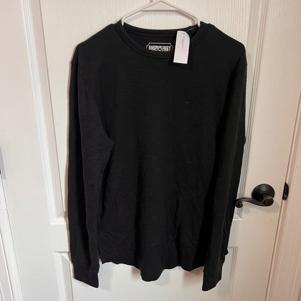 American Eagle Outfitters Black Long Sleeve‎ Crew Neck T Shirt Men's Size XS NWT